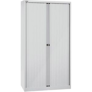Bisley Rollladenschrank Essentials, Metall, abschließbar, 100 x 197 x 47 cm (B/H/T), lichtgrau, 4 Böden
