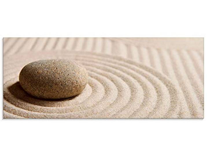 ARTland Wanddeko Glasbilder Wandbild Glas Bild einteilig 125x50 cm Querformat Wellness Zen Sand Entspannung Steine Maritim S6RW