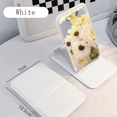 Inspire Curations Personalized Folding Desktop Makeup Mirror white