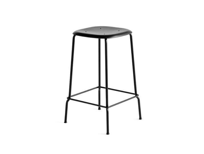 HAY Soft Edge 85 Low Barhocker Black-schwarzes Stahlgestell