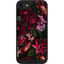 Nivocase Handyhülle für Apple iPhone 7 Hülle NIVOpure Case Schwarz Blumen Blüte Rose (Apple iPhone 7), Smartphone Hülle, Schwarz