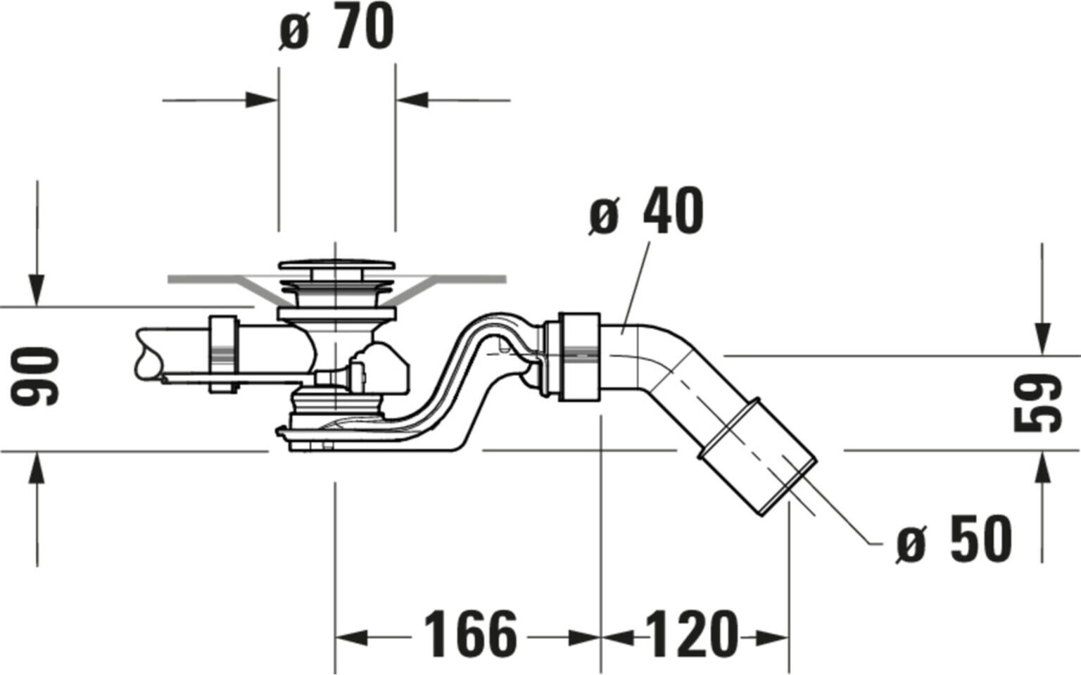 Duravit Ab-/Überlaufgarnitur Quadroval d= 5,2cm, chrom (792216000001000)