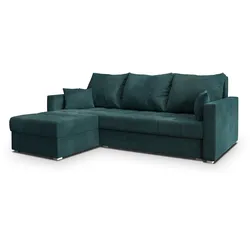 ECKSOFA NIDA Petrol Geflochtener Stoff mit Schlaffunktion