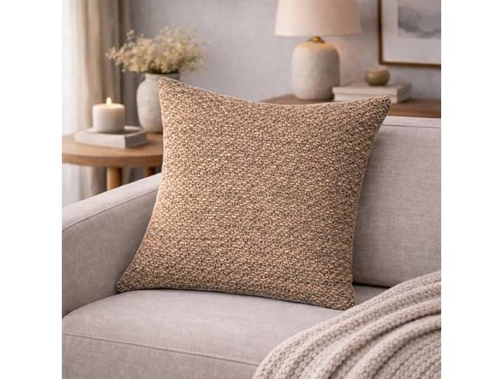 HOME WOHNIDEEN Housse de Coussin\, Aspect Lin\, sans Rembourrage\, Couleur : Cappuccino\, Dimensions : 50 x 50 cm\, Nombre : 1