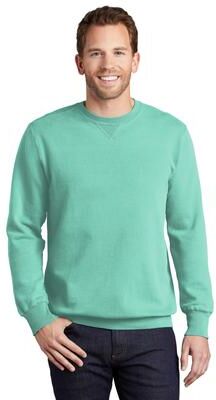 Port & Company PC098 Men's Beach Wash Garment-Dyed Crewneck Sweatshirt in Cool Mint size Small   Fleece