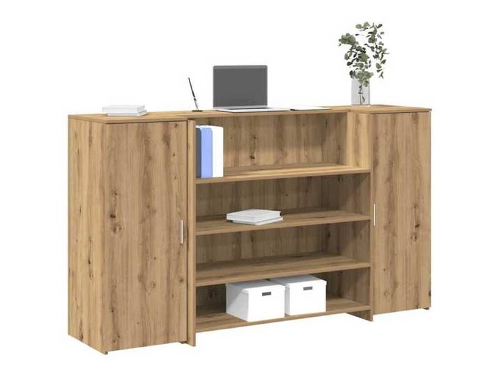 Bureau réception chêne artisanal 180x50x103 5cm bois ingénierie comptoir de réception réception de salon comptoir 3324177