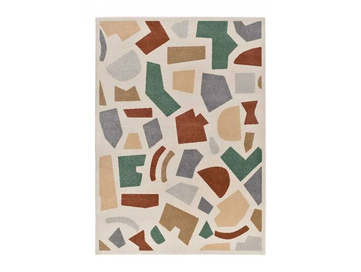Tapis géométrique beige/cuivre/vert 133x190 cm