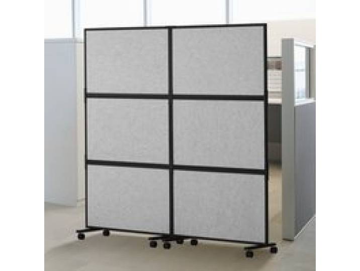 VEVOR Cloison de séparation acoustique, séparateur de pièce à 2 panneaux, paravent de bureau autoportant avec cloison en polyester et acier 45 pour réduire bruit et distraction visuelle, gris clair