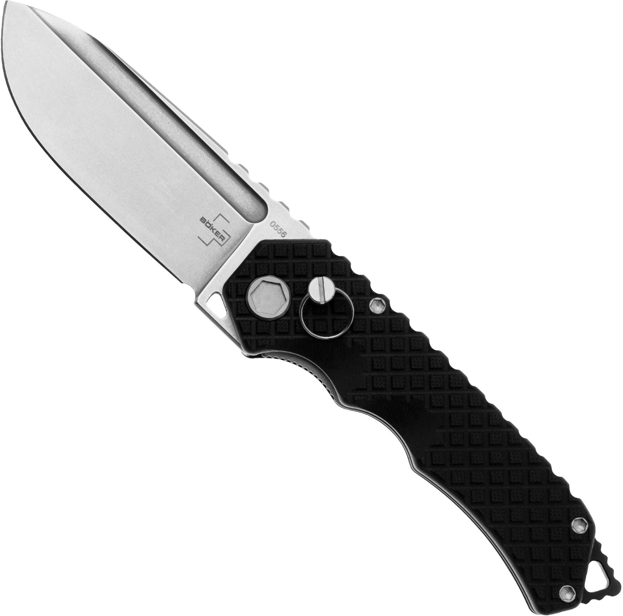 Böker Plus Hermod Folder 01BO914 Stonewashed D2, Black G10 coltello da tasca, Dirk Hofmeister design