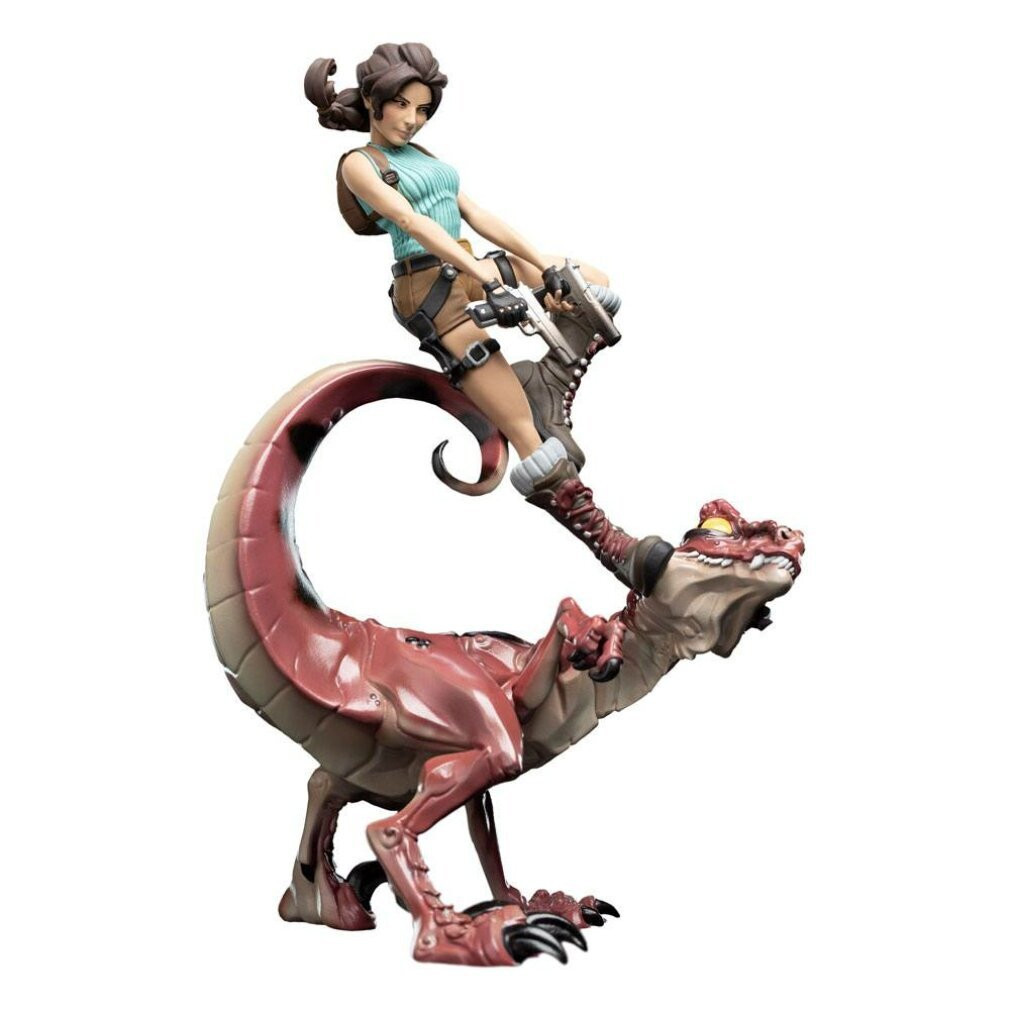 Weta Workshop Tomb Raider Mini Epics Vinyl Figuur Lara Croft & Raptor, 24 cm