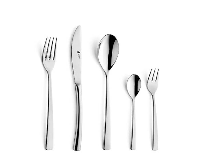 PW Paul Wirths SWING Besteck Set 60-tlg. für 12 Personen, Edelstahl Rostfreies, spülmaschinenfestes Tafelbesteck aus hochwertigem 18/10 Edelstahl, praktisch inklusive Besteckkasten