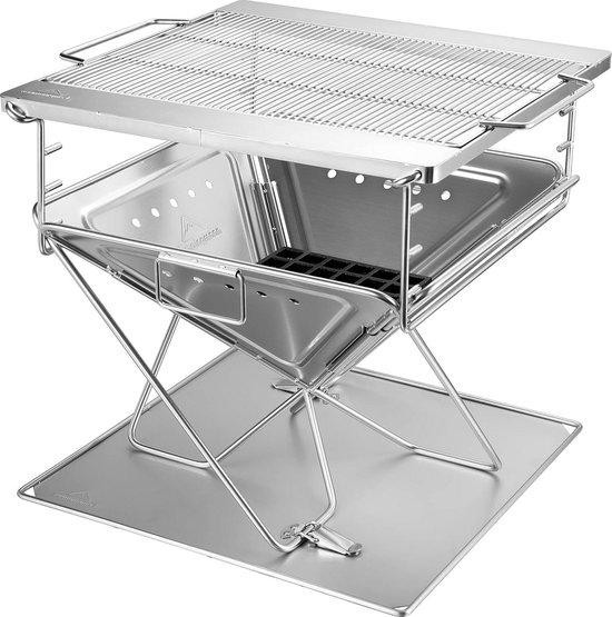 Draagbare gasgrill voor op tafel in roestvrij staal zilver MT-055