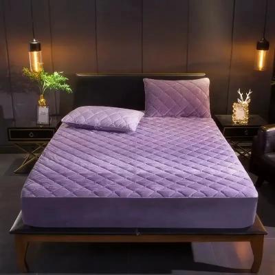 Uplift Treasures Plush Thickened Crystal Velvet Quilted Mattress Cover black 59.06 74.80 11.81 In