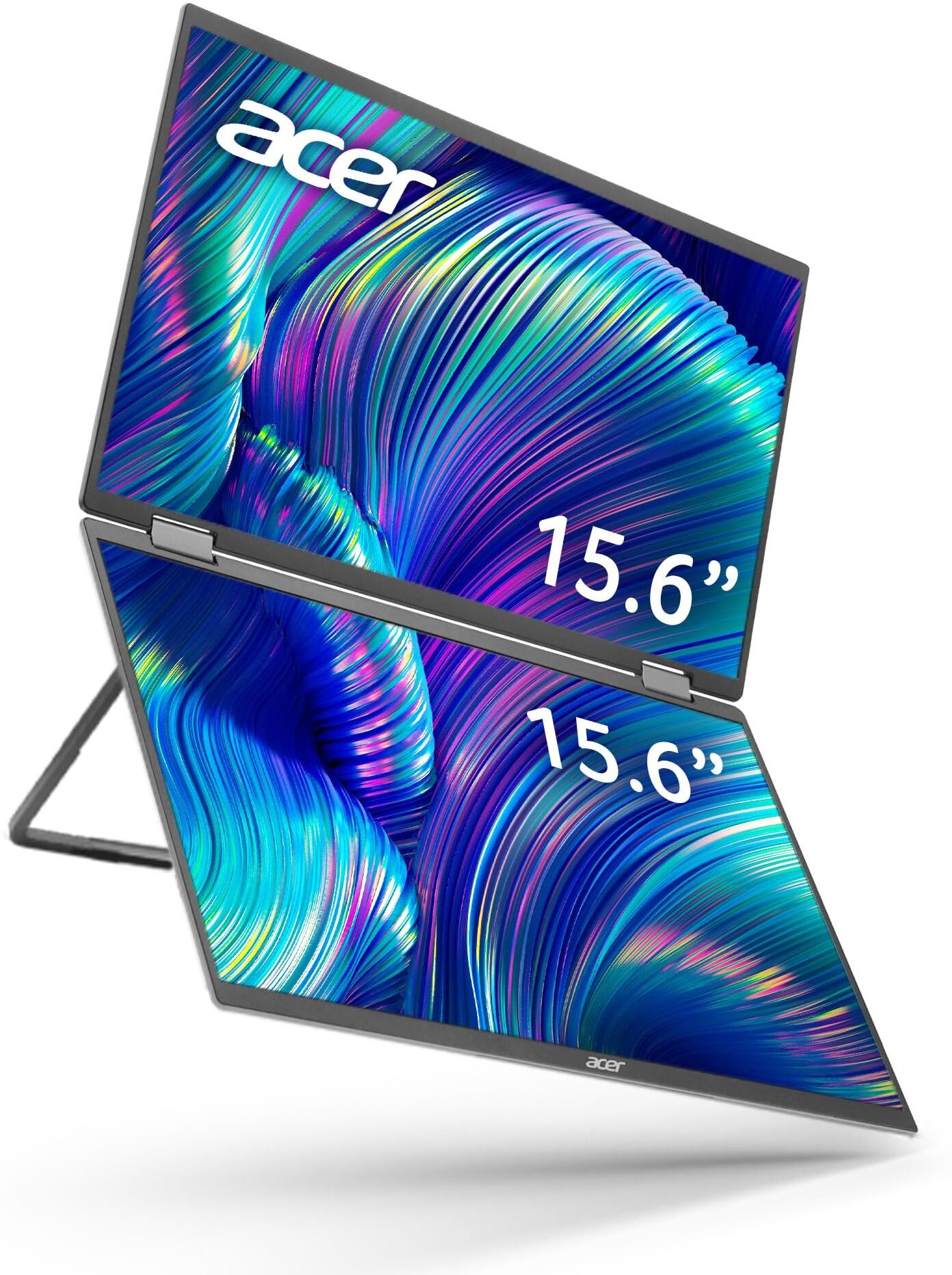 Acer PD163Q 15.6” FHD 1080P Foldable Dual-Screen Portable Monitor - Black