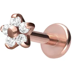 Titan Labret mit Innengewinde BLUME MIT 5 KRISTALLEN