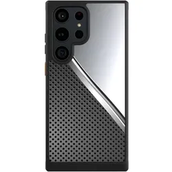 Nivocase Hülle für Samsung Galaxy S23 Ultra Handyhülle NIVOcore Case Schwarz Carbon Metall Stahl (Samsung Galaxy S23 Ultra), Smartphone Hülle, Schwarz