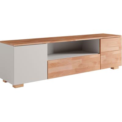 Lowboard OTTO HOME "Citra teilmassiv", grau (kernbuche und grau), B:160cm H:45cm T:35cm, Sideboards, Lowboard, Breite 160cm,moderne grifflose Optik mit push to open Funktion