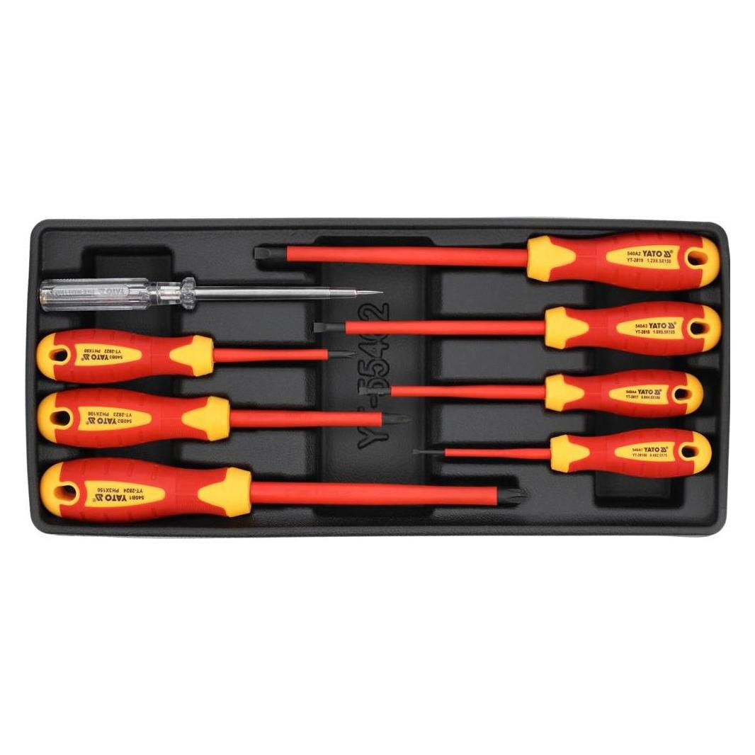 Yato Insulated Screwdrivers 8pcs Set (Phillipps-Kreuzschlitz (PH), Schlitz) (YT-55462)