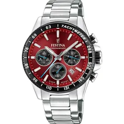 Festina Quarz Herren Timeless Chronograph F20560/7 - rot,Edelstahl - 45mm