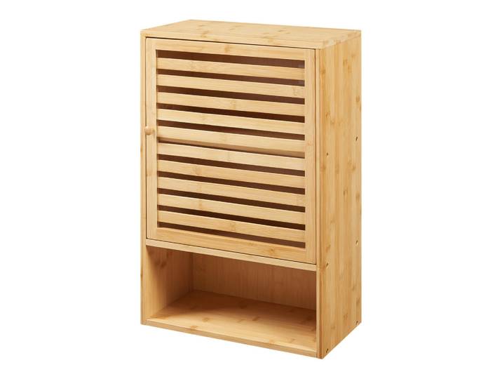[en.casa] Bad-Hängeschrank Gjesdal, Naturfarben, Holz, Bambus, Rechteckig, 40x60x20 cm, Badezimmer, Badezimmerschränke, Hängeschränke