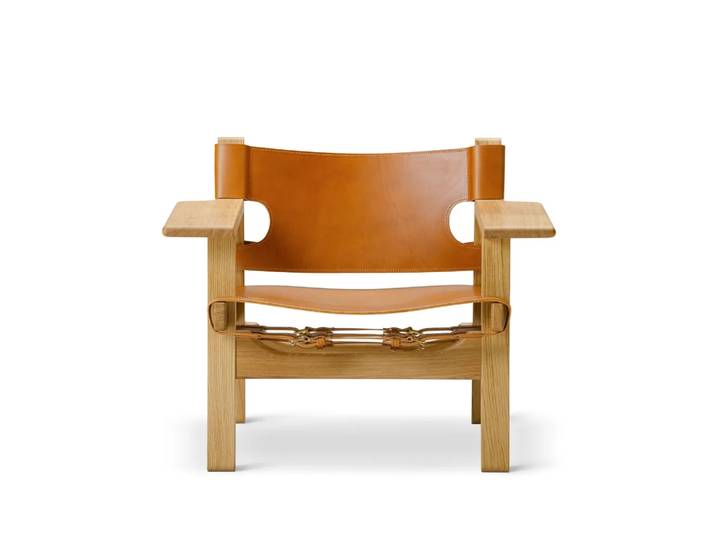 Fredericia Furniture Fauteuil Den spanske stol Cuir cognac-chêne huilé