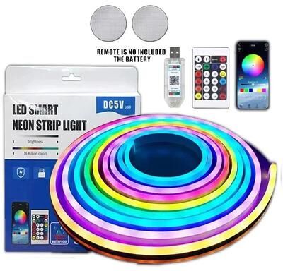 Uplift Treasures RGB LED Neon Strip Light Bluetooth Music Sync Waterproof 5m