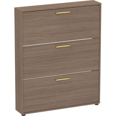 Schuhkipper SCHILDMEYER "Glenn, Nussbaum Dekor mit fühlbarer Holzstruktur, Made in Germany", nussbaum matt, B:99,5cm H:122cm T:19,55cm, Holzwerkstoff, Sideboards, Modernes Nussbaum mit goldfarbenen Details, Made in Germany