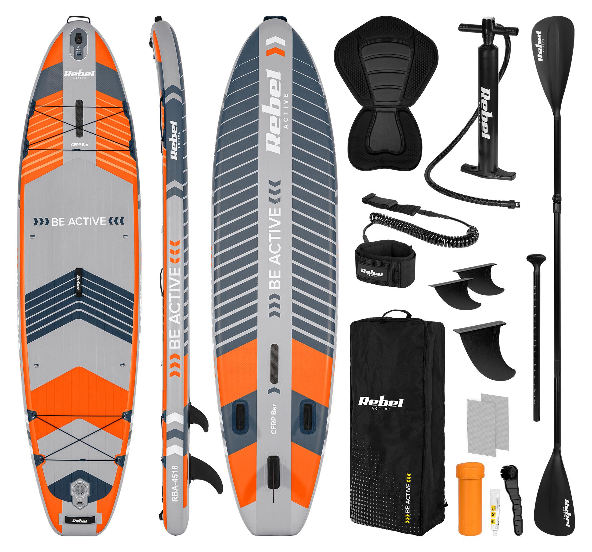 Rebel RBA-4518-OR Paddleboard s příslušenstvím 335 cm, SUP ACTIVE PRO, oranžový