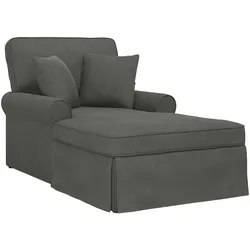 vidaXL Chaise Lounge mit Rock mit Kissen 3 pcs Dunkelgrau Cordstoff