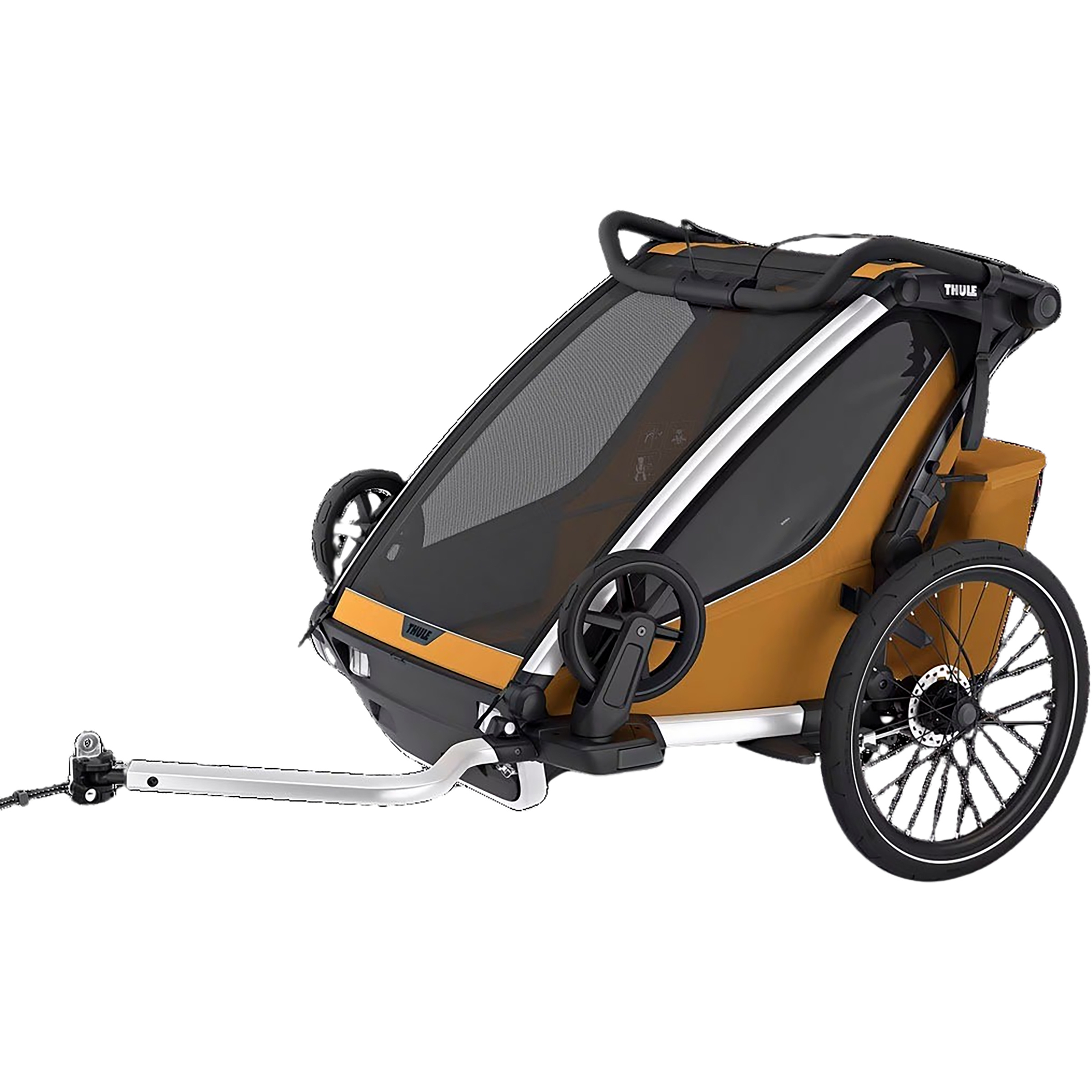 Thule Chariot Sport 2 Double Kinderanhänger Fahrradanhänger gelb Camping