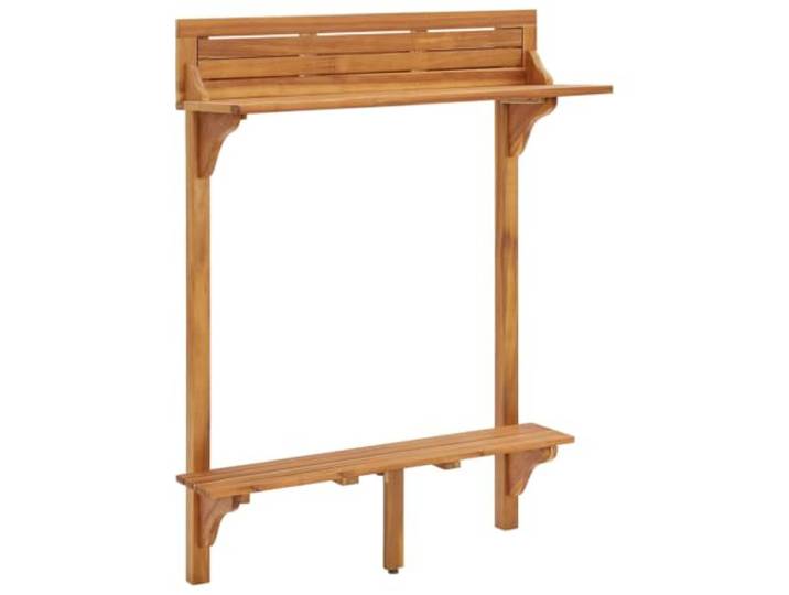 Esstisch 90 x 37 x 122,5 cm aus massivem Akazienholz mit Öl-Finish Metall Massives Akazienholz mit Öl-Finish, Metallhalterungen inklusive, Fußstütze, für Balkon und Terrasse