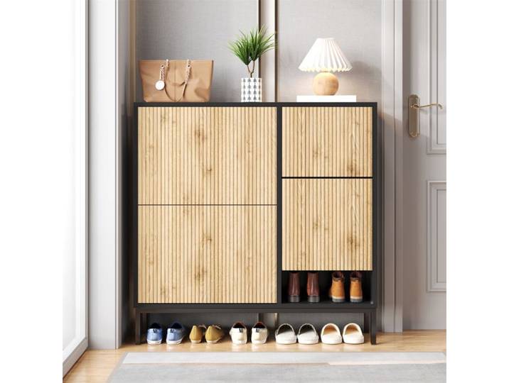 Armoires à chaussures avec vestiaires étagères à chaussures pliantes à plusieurs niveaux et espace de rangement ouvert 100x100x25cm