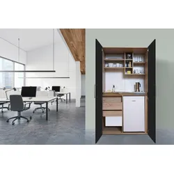 Schrankküche mit Kühlschrank + Kochfeld Schwarz B: ca. 104 cm