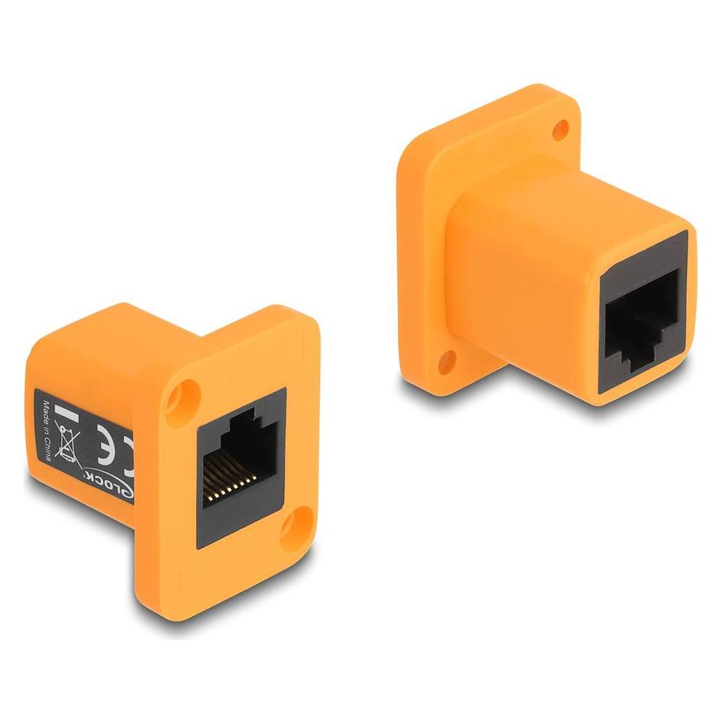 Delock D-Typ Modul RJ45 Buchse zu Buchse orange (Netzwerk Kupplung) (87998)