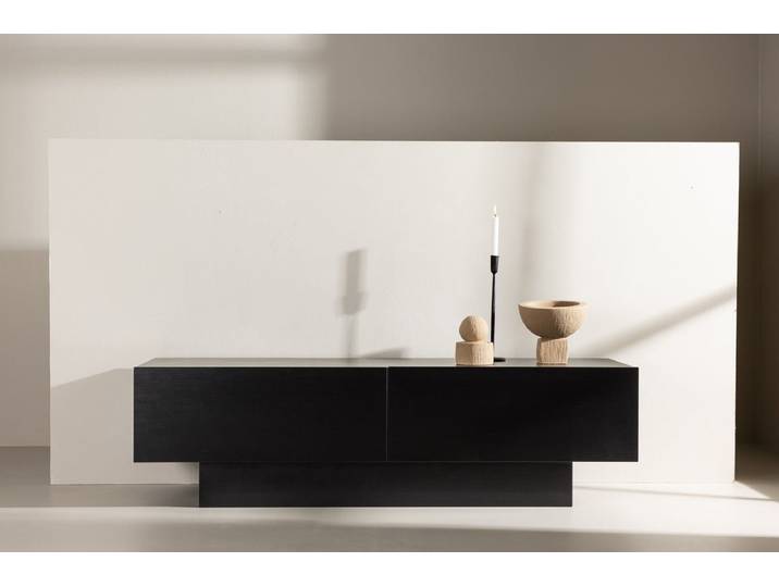Designer TV-Lowboard Avento – Schwarz, Matt, mit Mittelfuß - Schwarz - Luxusbetten24