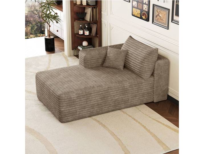 Canape Convertible 1 Place Camel Meridienne Gauche Modulable FloraGrace Pour Salon Ou Chambre Sans Montage 151x90x84cm