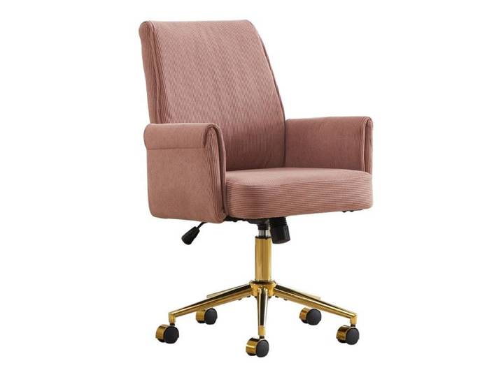 Fauteuil De Bureau Rose 64x61x94-99cm Pivotant Réglable Dossier Mi-haut Rayé Ergonomique Pour Travail Étude Et Détente