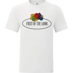 Fruit of the Loom Iconic 150 T-Shirt mit Vintage-Logo auf der Brust, weiß - Vintage-Logo groß, 2XL