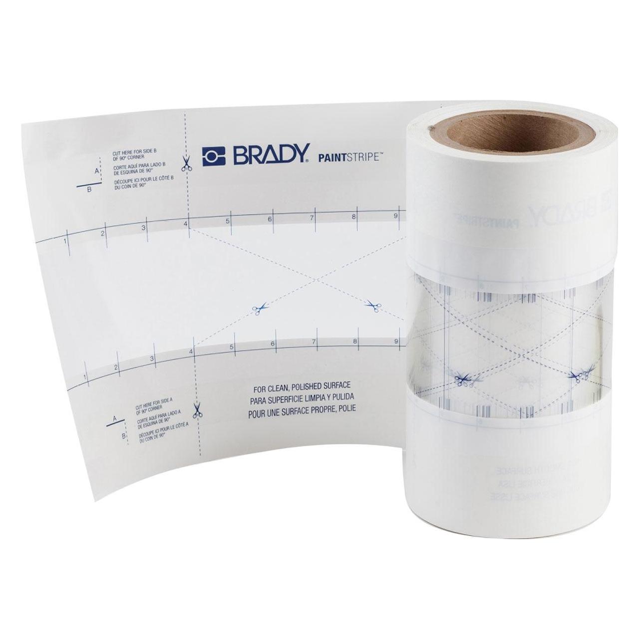 Brady PaintStripe Schablone - Durchgehende Linie, Polypropylen, Transparent/Weiss, 76.20 mm x 30.50 (148814)