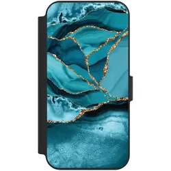 Nivocase Klapphülle für Apple iPhone 13 Handyhülle aus Kunst Leder NIVOflip schwarz Edelstein Glitzer Look (Apple iPhone 13), Smartphone Hülle, Schwarz