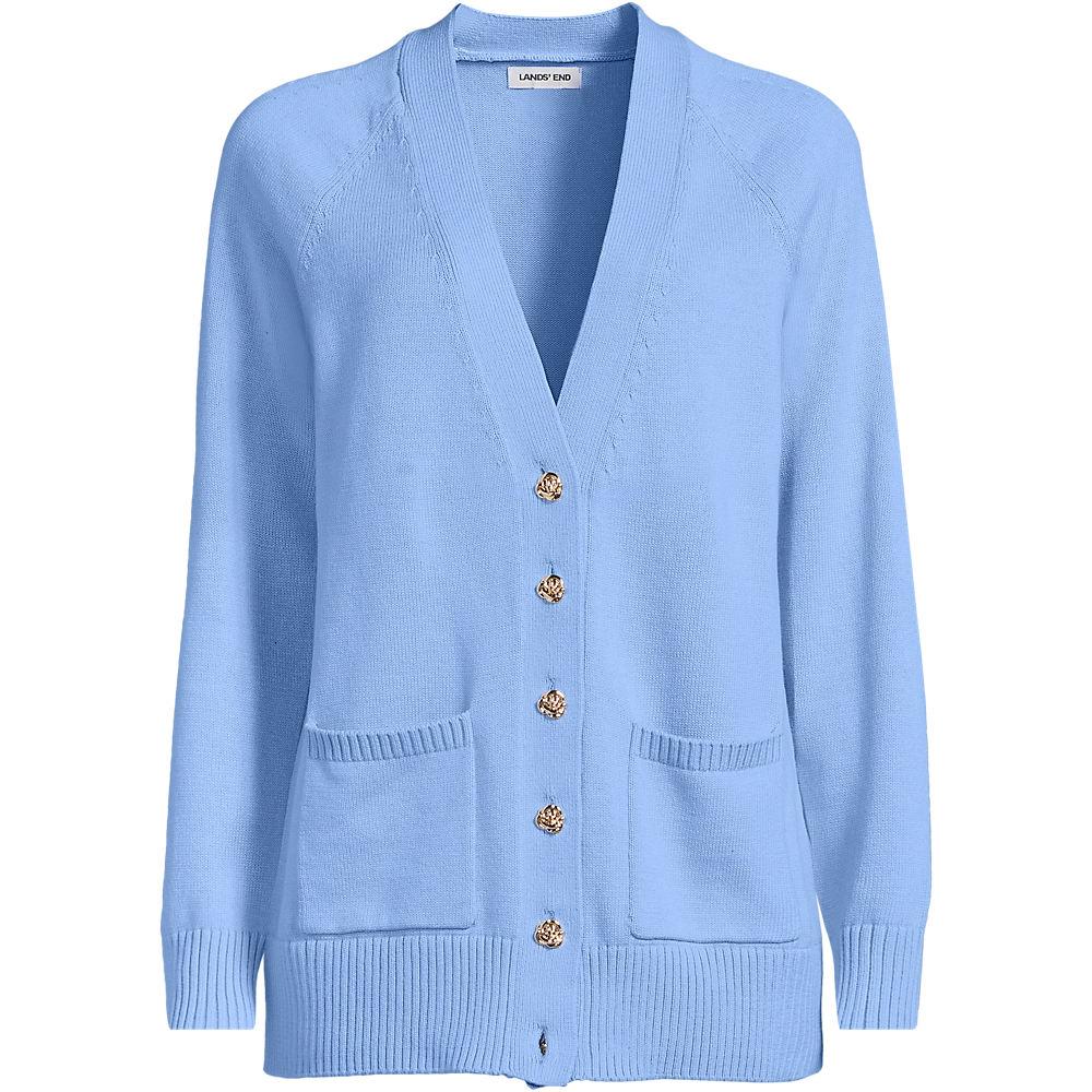 Relaxter V-Cardigan DRIFTER für Damen in Petite-Größe, Damen, size: petite, Blau, Baumwolle, by Lands' End