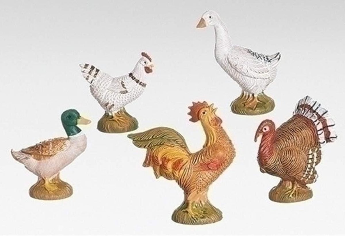 Handgeschilderde kerststal Bethlehem met vogels als kerstdecoratie
