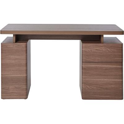 Schreibtisch JAHNKE "CU-LIBRE 140", braun (walnuss, walnuss, walnuss), B:135cm H:76cm T:55cm, Tische, Schreibtisch, platzsparender Arbeitsplatz, 1 Schublade und 2 Türen, 135 cm
