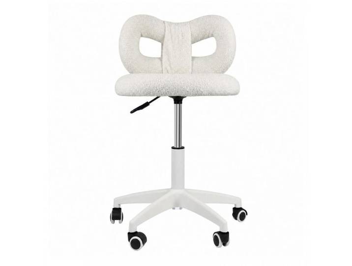 Mipan. Lot De 1 Tabouret De Coiffeuse Avec Dossier À Nœud Papillon Chaise de Bureau Pivotante 45*45*61-75cm Blanc
