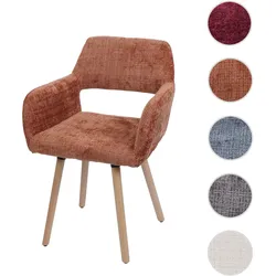 Esszimmerstuhl HWC-A50 II, Stuhl Küchenstuhl Polsterstuhl, Holz Stoff/Textil Chenille (465g/m2) FSC® ~ terrakotta