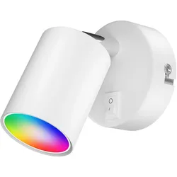 ledscom.de Wandspot WAIKA, einflammig, mit Schalter, GU10, weiß matt, inkl. Smart Home RGBW GU10 LED Lampe, 5,41W, 473lm