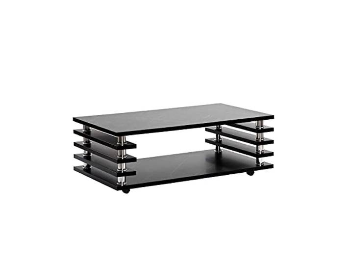 CasaXXl Couchtisch mit Rollen 115x65cm - Marmor-Optik schwarz
