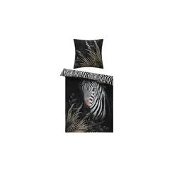 indigo Mako-Satin Wende-Bettwäsche  Zebra Love , Maße (cm): B: 135