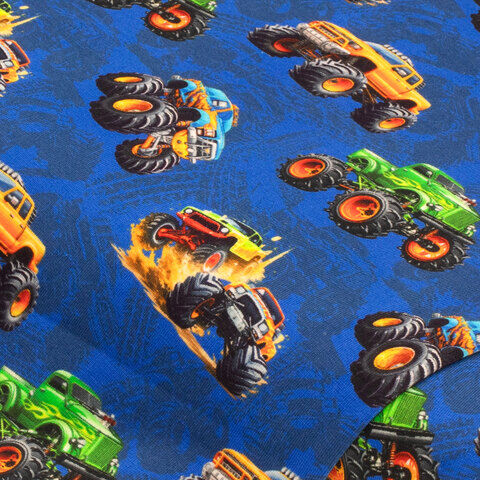 Baumwoll-Jersey-Digitaldruck "Monster Truck" mit Elasthan, blau-color