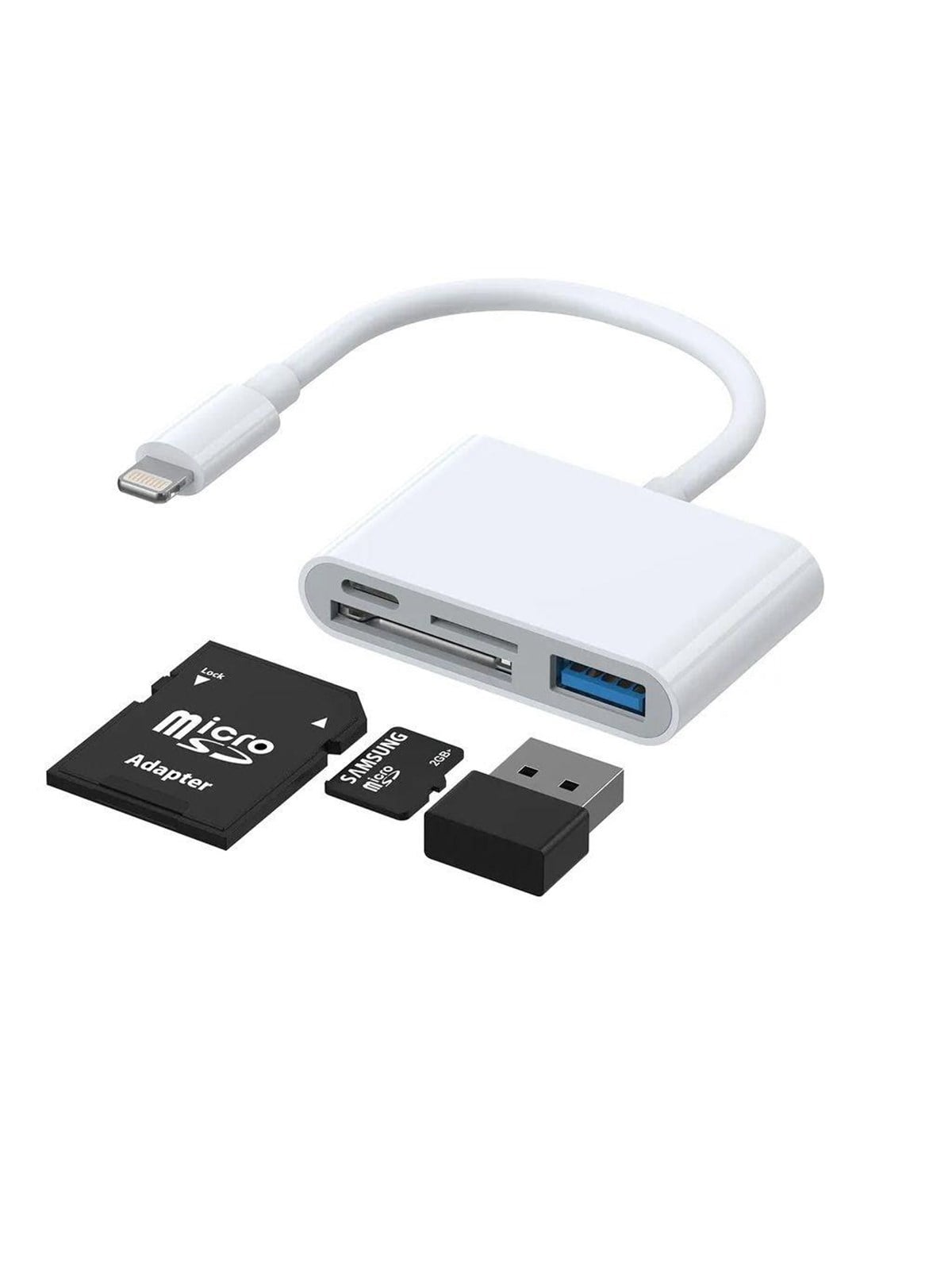 SiGN 4-in-1 Lightning to USB-A - SD/TF - Lightning - White USB-Hubs